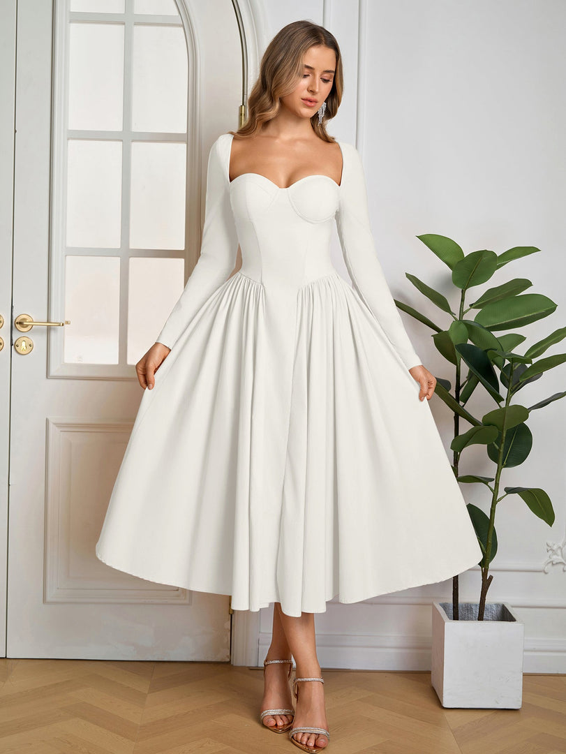 Long Sleeve Tie Back A-Line Dress | Prom Dress