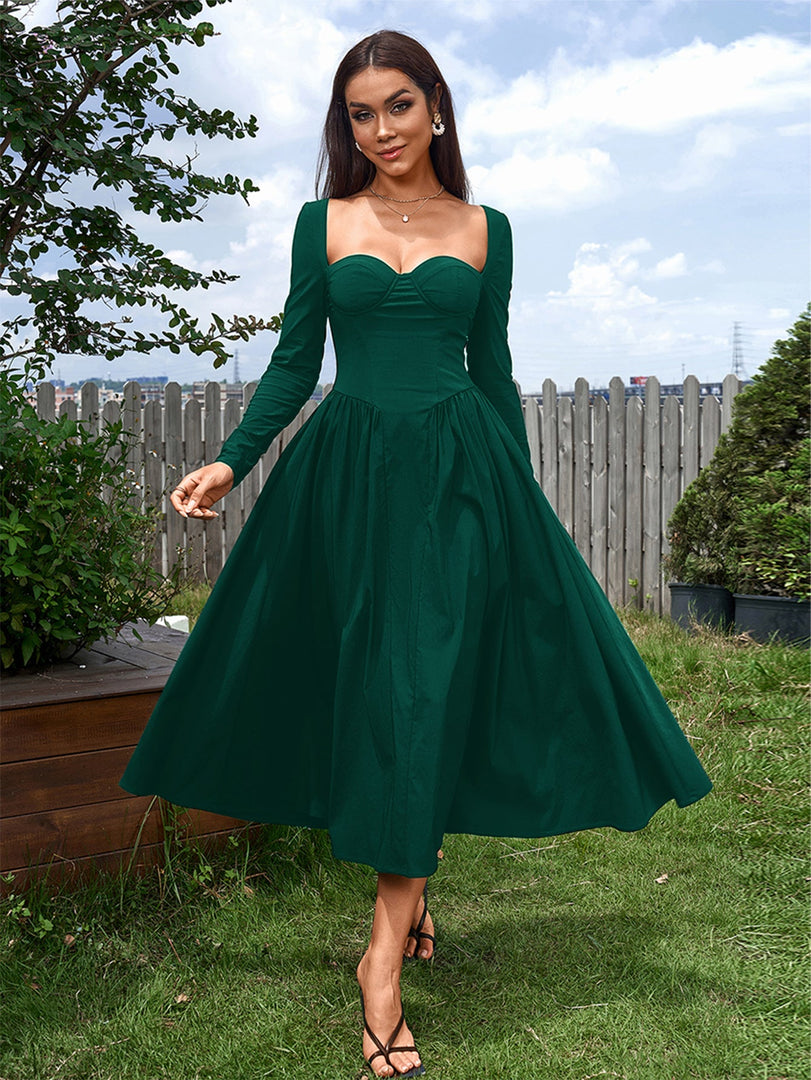 Long Sleeve Tie Back A-Line Dress | Prom Dress