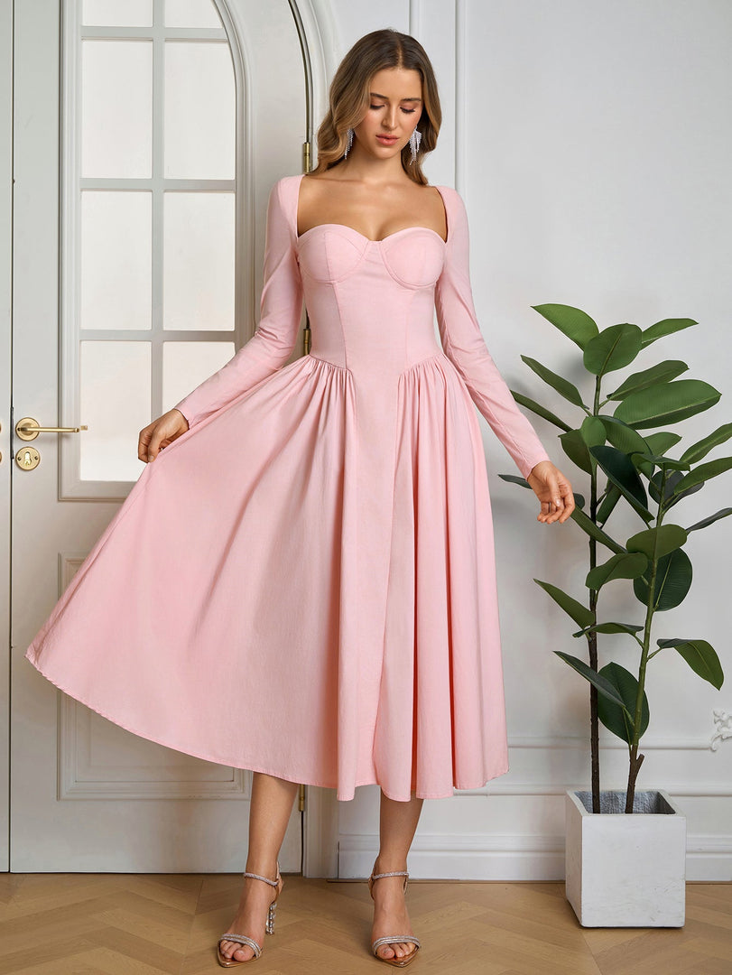 Long Sleeve Tie Back A-Line Dress | Prom Dress