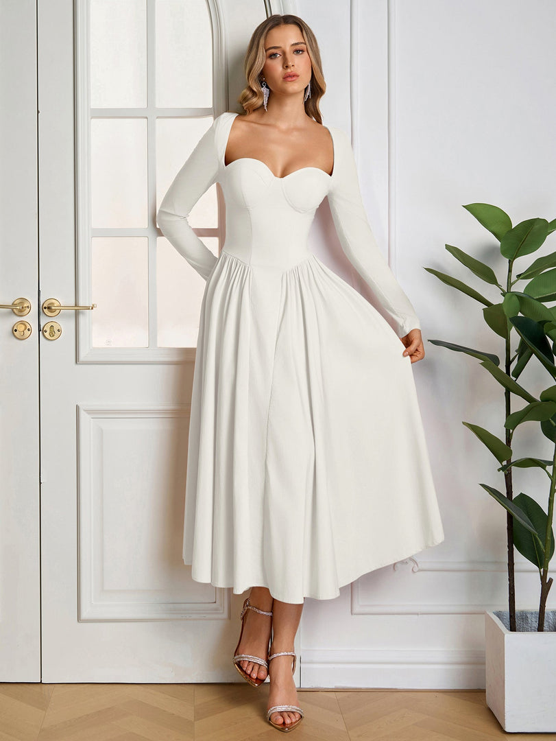 Long Sleeve Tie Back A-Line Dress | Prom Dress