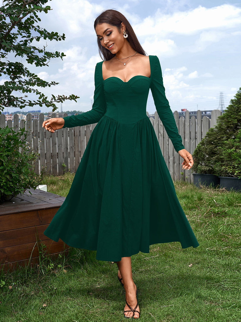 Long Sleeve Tie Back A-Line Dress | Prom Dress
