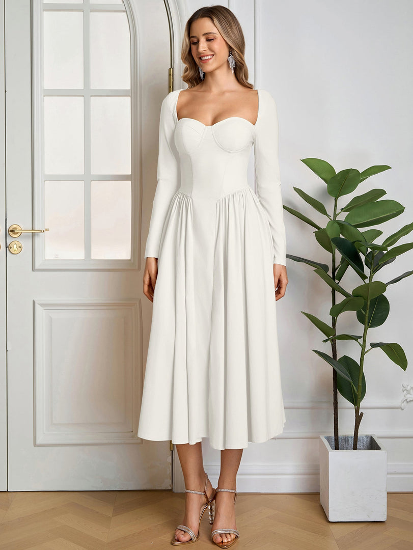 Long Sleeve Tie Back A-Line Dress | Prom Dress