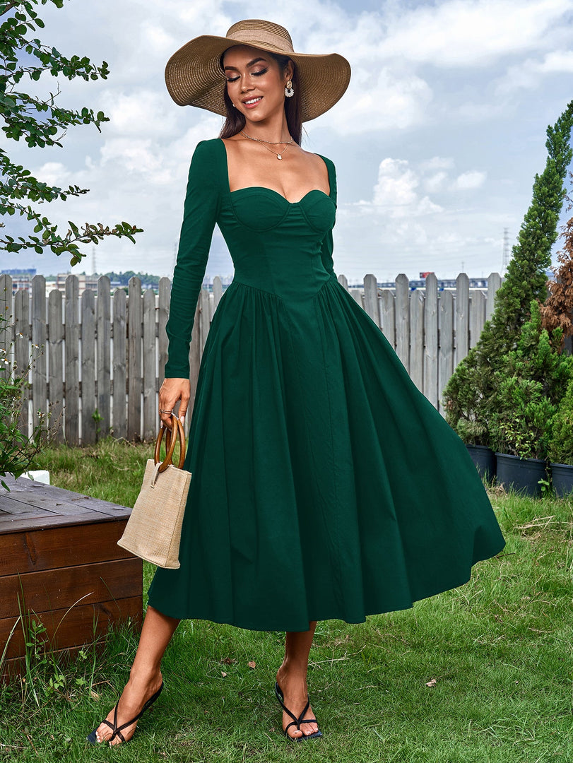 Long Sleeve Tie Back A-Line Dress | Prom Dress