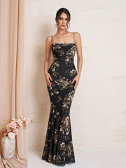 Mermaid Hem Bodycon Floral Print Mesh Dress | Vacation Dress