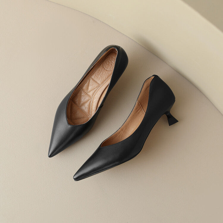 Women's Wedding Shoes Pointed Toe Kitten Heel Slip On Style