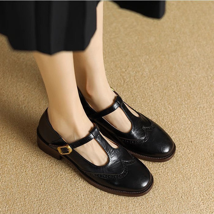 Women's Mary Jane Shoes Buckle Strap Block Heel Round Toe Style