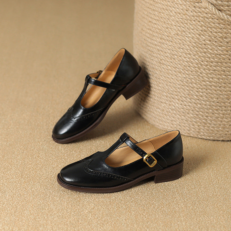 Women's Mary Jane Shoes Buckle Strap Block Heel Round Toe Style