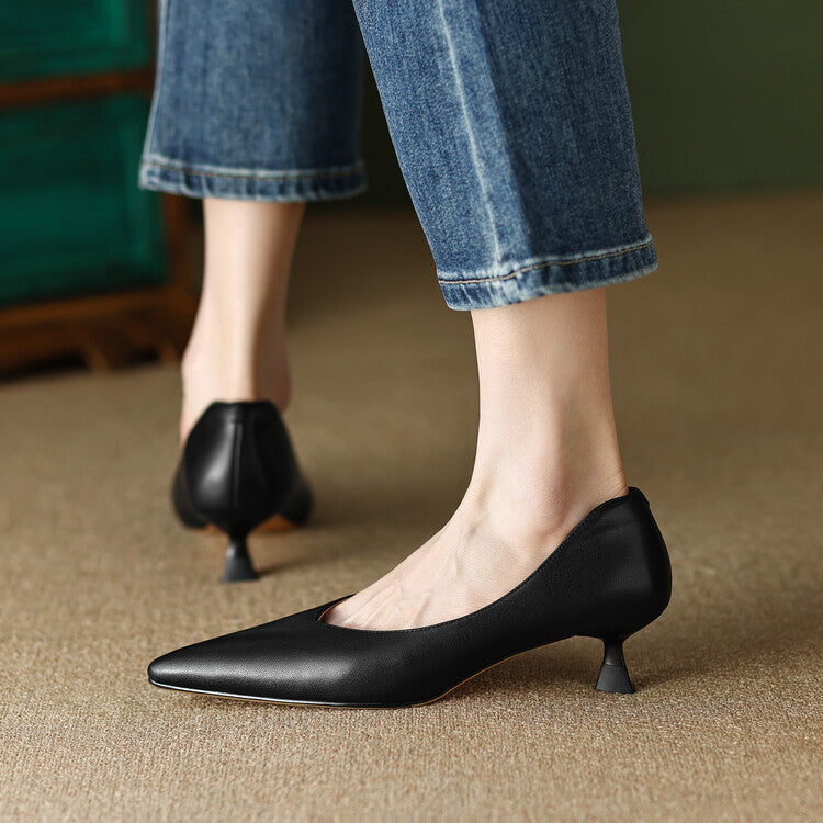 Women's Wedding Shoes Pointed Toe Kitten Heel Slip On Style