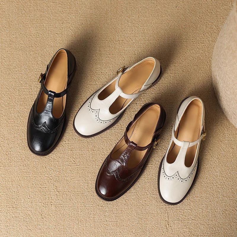 Women's Mary Jane Shoes Buckle Strap Block Heel Round Toe Style