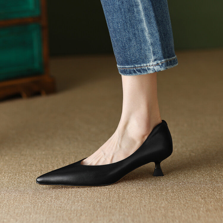Women's Wedding Shoes Pointed Toe Kitten Heel Slip On Style
