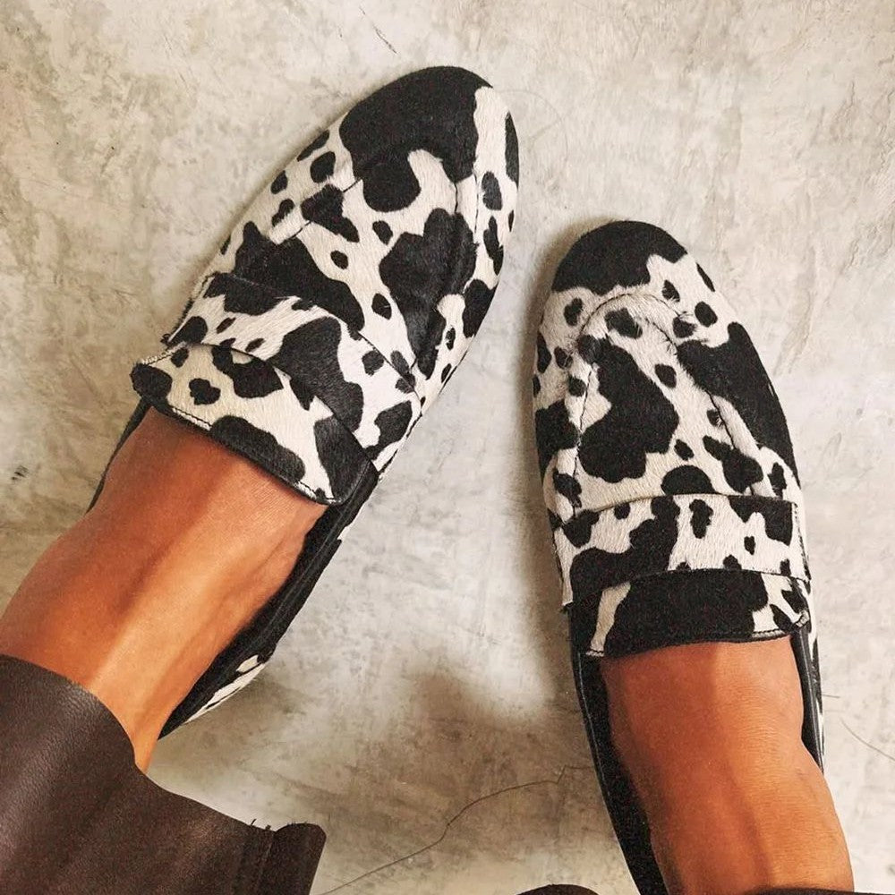Women's Black and White Loafers Slip On Penny Toe Comfortable Casual Style