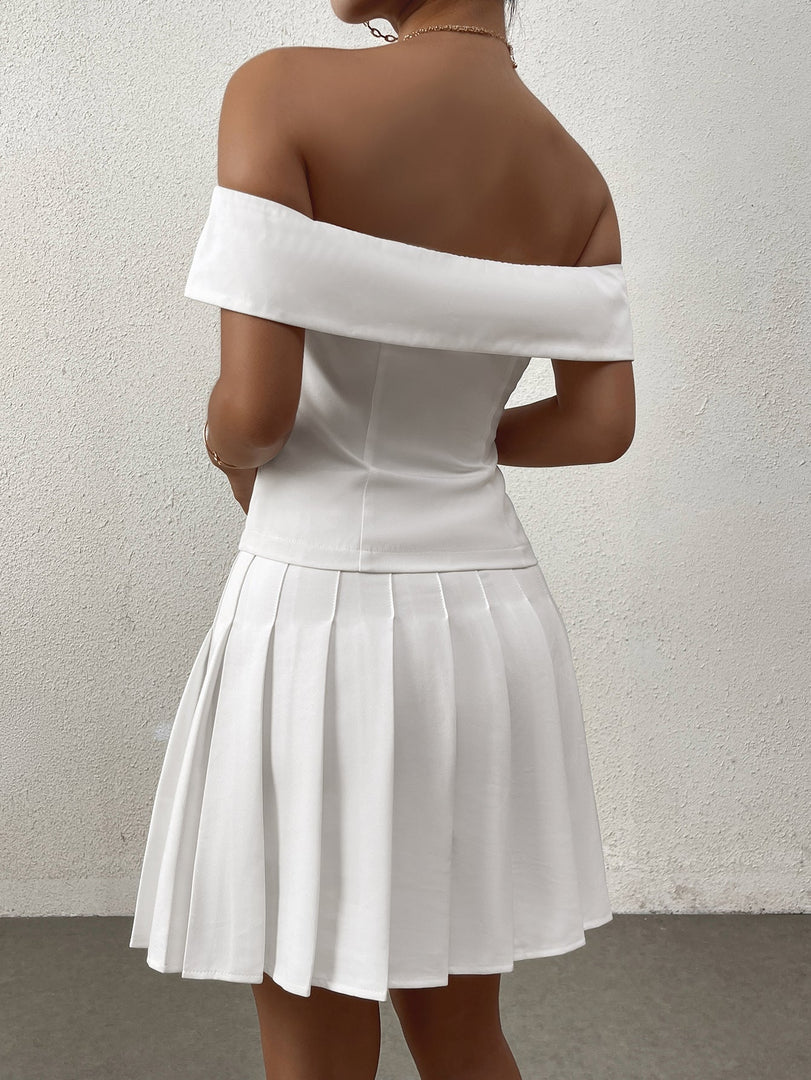 Off Shoulder Button Embellished Top | Formal Event Top