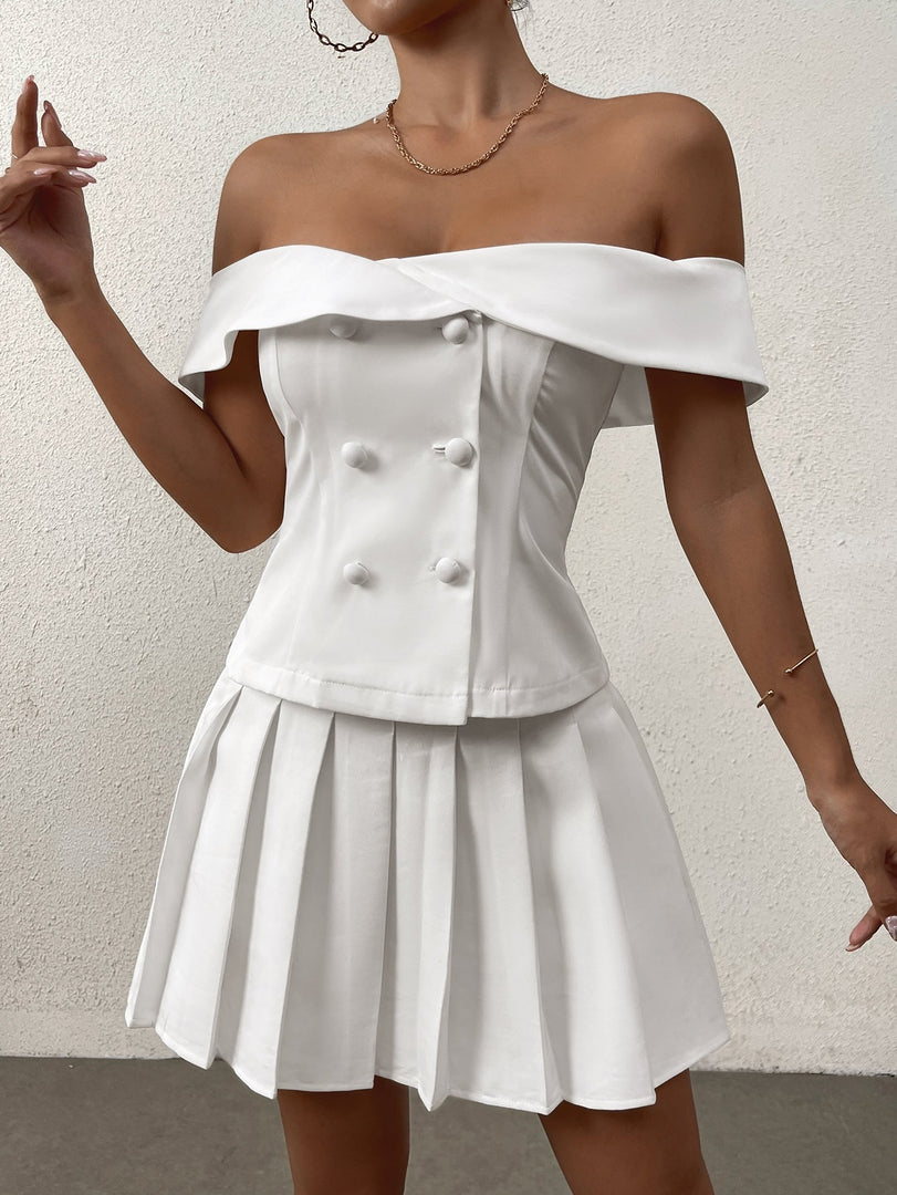 Off Shoulder Button Embellished Top | Formal Event Top