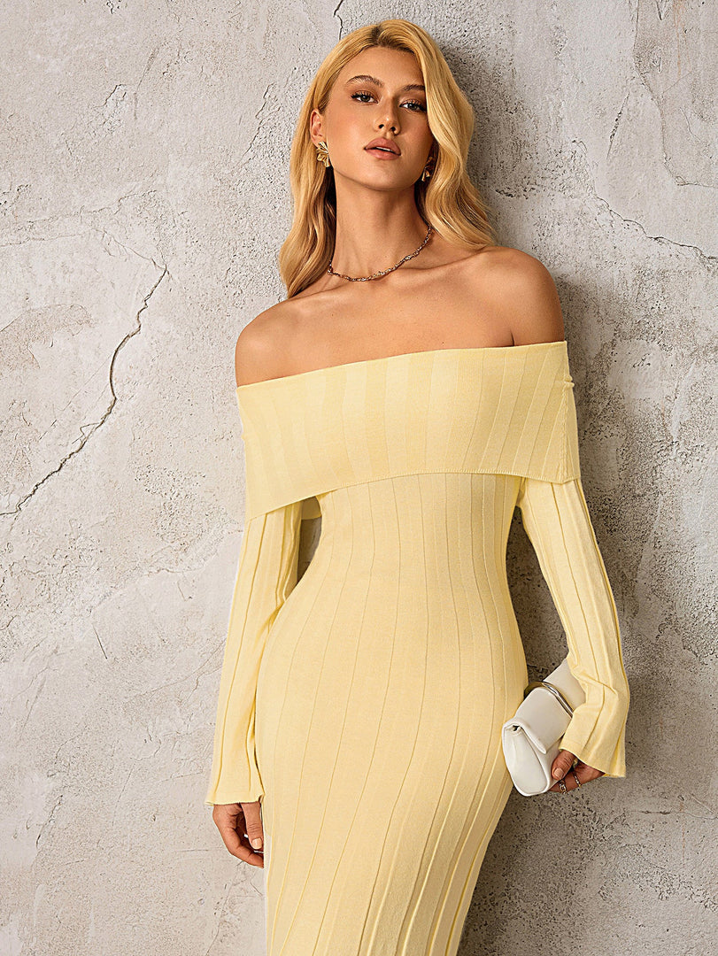 Off Shoulder Knitted Bodycon Dress | Homecoming Dress, Cocktail Dress