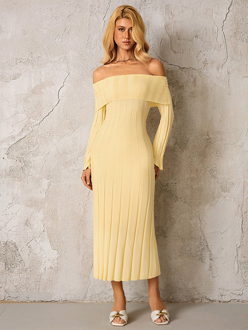 Off Shoulder Knitted Bodycon Dress | Homecoming Dress, Cocktail Dress