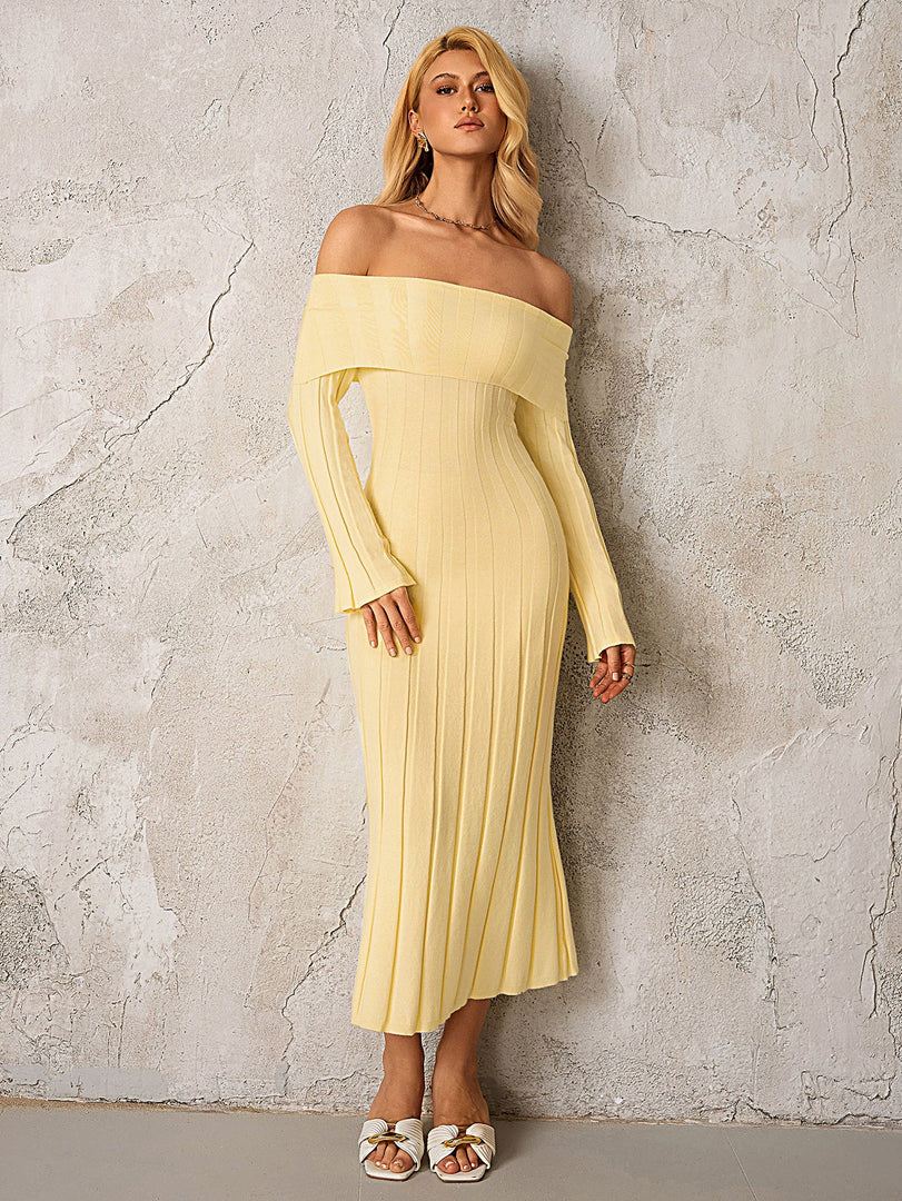 Off Shoulder Knitted Bodycon Dress | Homecoming Dress, Cocktail Dress