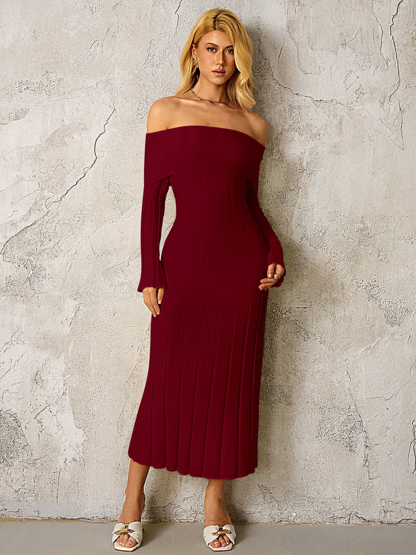 Off Shoulder Knitted Bodycon Dress | Homecoming Dress, Cocktail Dress