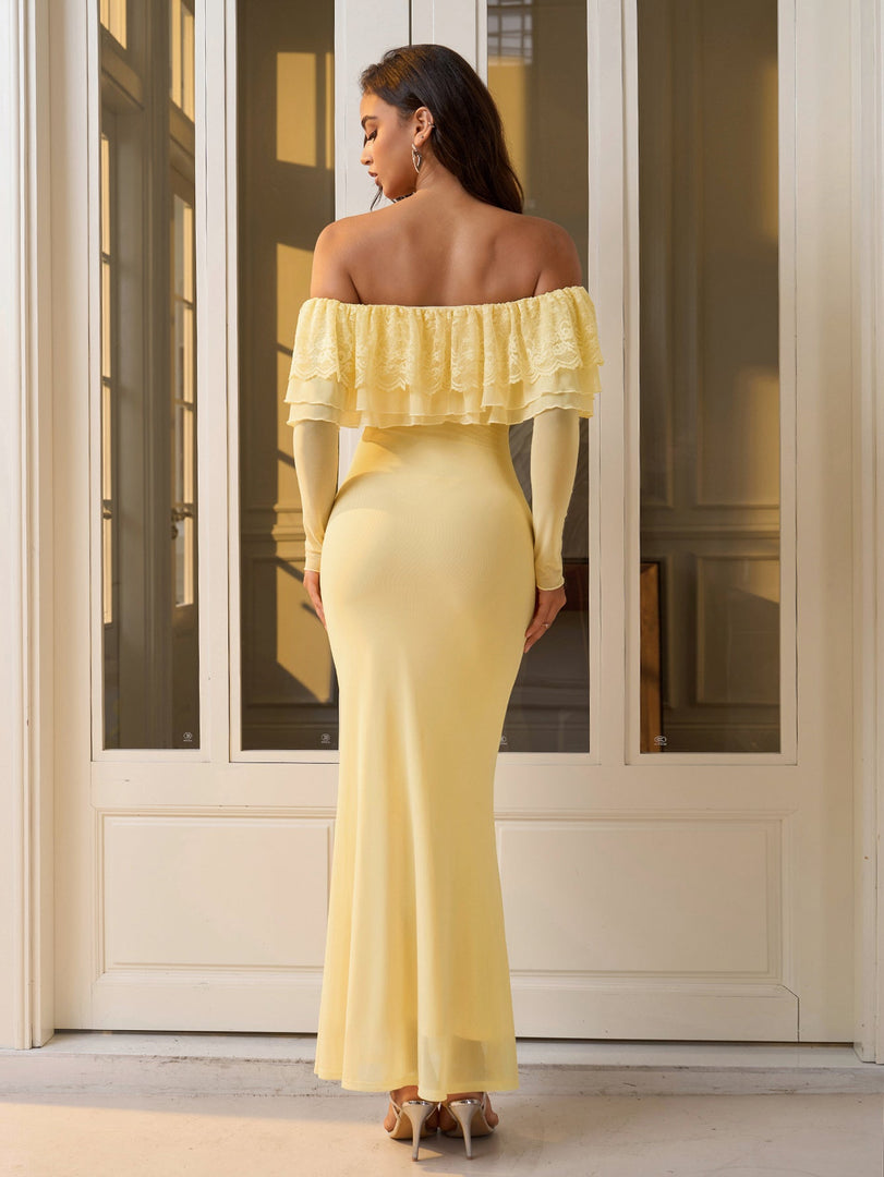 Off Shoulder Long Sleeve Bodycon Mesh Dress | Cocktail Dress