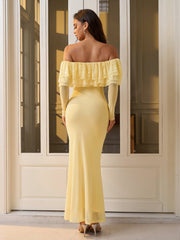 Off Shoulder Long Sleeve Bodycon Mesh Dress | Cocktail Dress