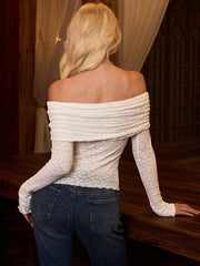 Off Shoulder Long Sleeve Lace Top | Formal Event Top