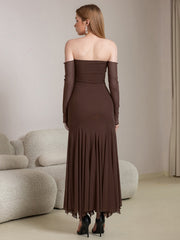 Off Shoulder Pleated Hem Mesh Bodycon Dress | Cocktail Dress, Homecoming Dress