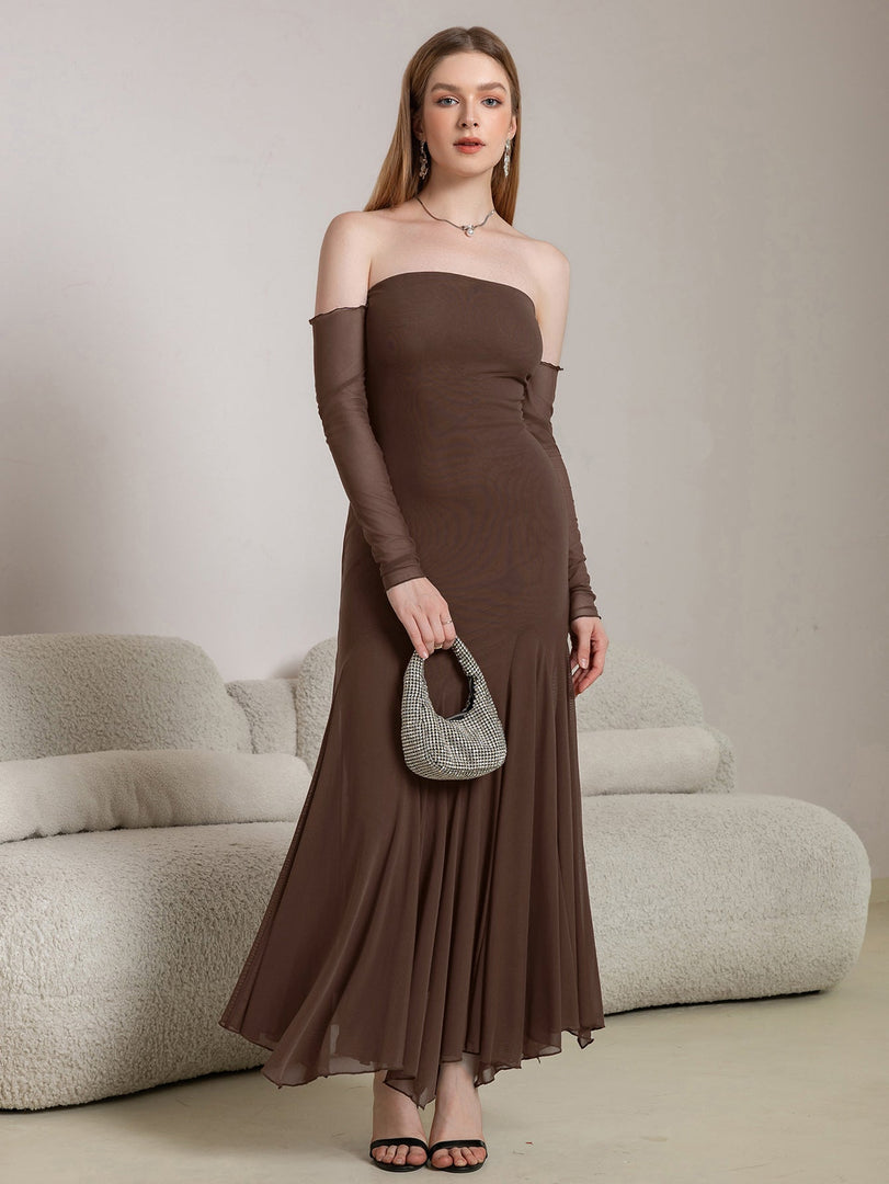 Off Shoulder Pleated Hem Mesh Bodycon Dress | Cocktail Dress, Homecoming Dress