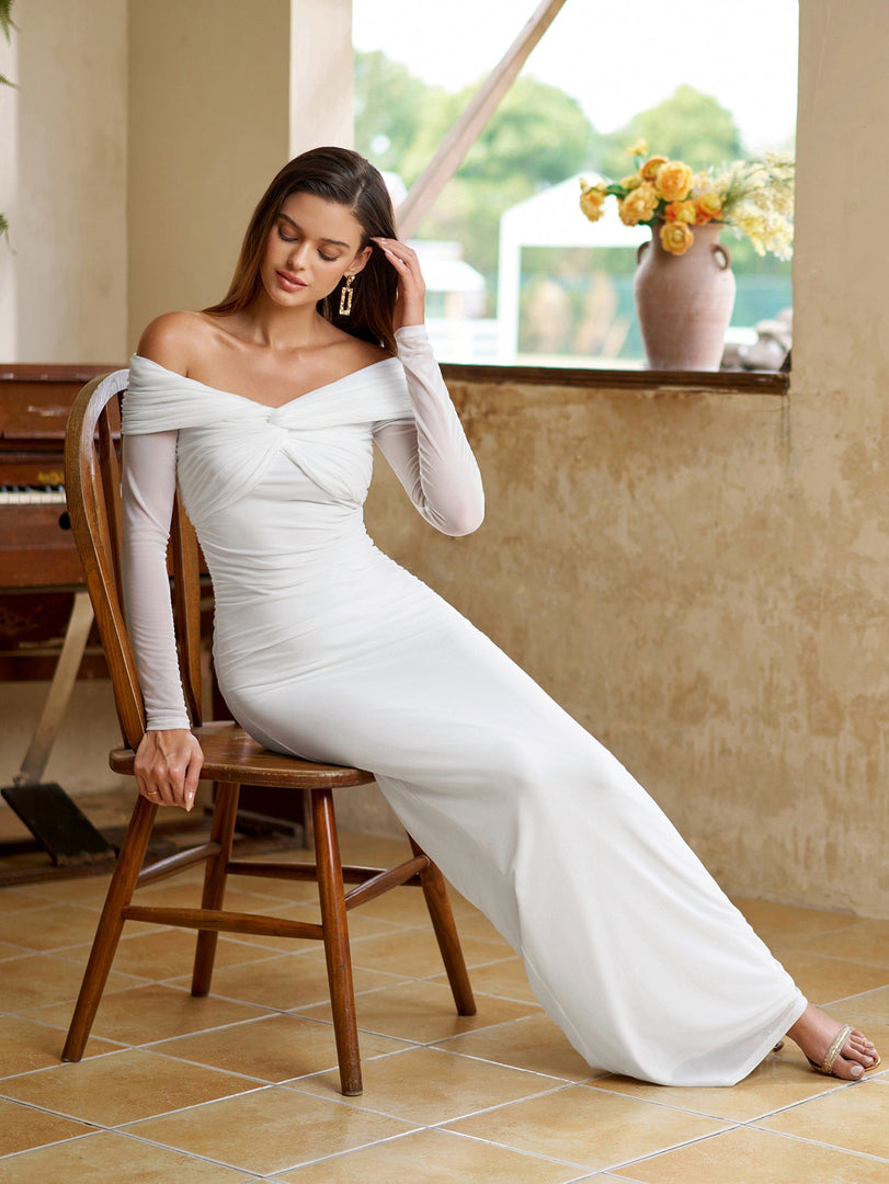Off Shoulder Ruched Crisscross Mesh Bodycon Dress | Cocktail Dress, Homecoming Dress