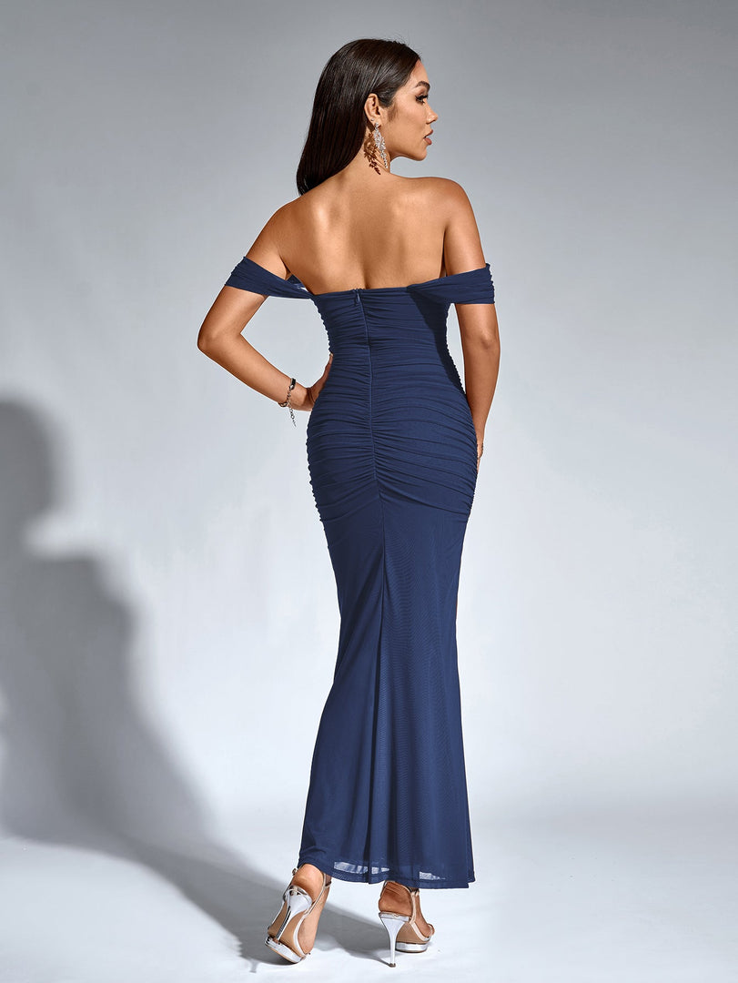 Off Shoulder Ruched Zipper Back Bodycon Dress | Homecoming Dress, Cocktail Dress