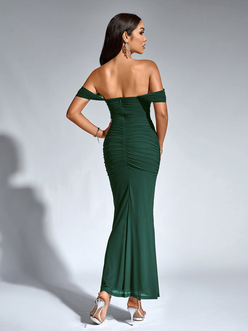 Off Shoulder Ruched Zipper Back Bodycon Dress | Homecoming Dress, Cocktail Dress