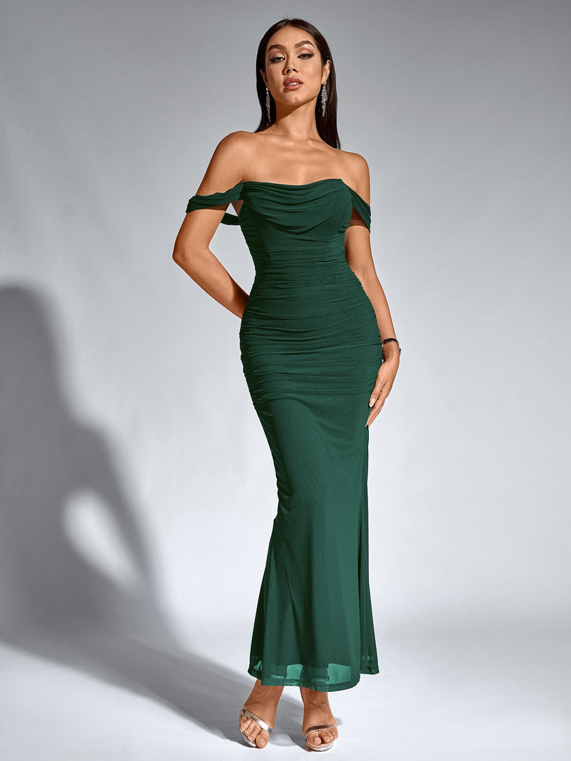 Off Shoulder Ruched Zipper Back Bodycon Dress | Homecoming Dress, Cocktail Dress