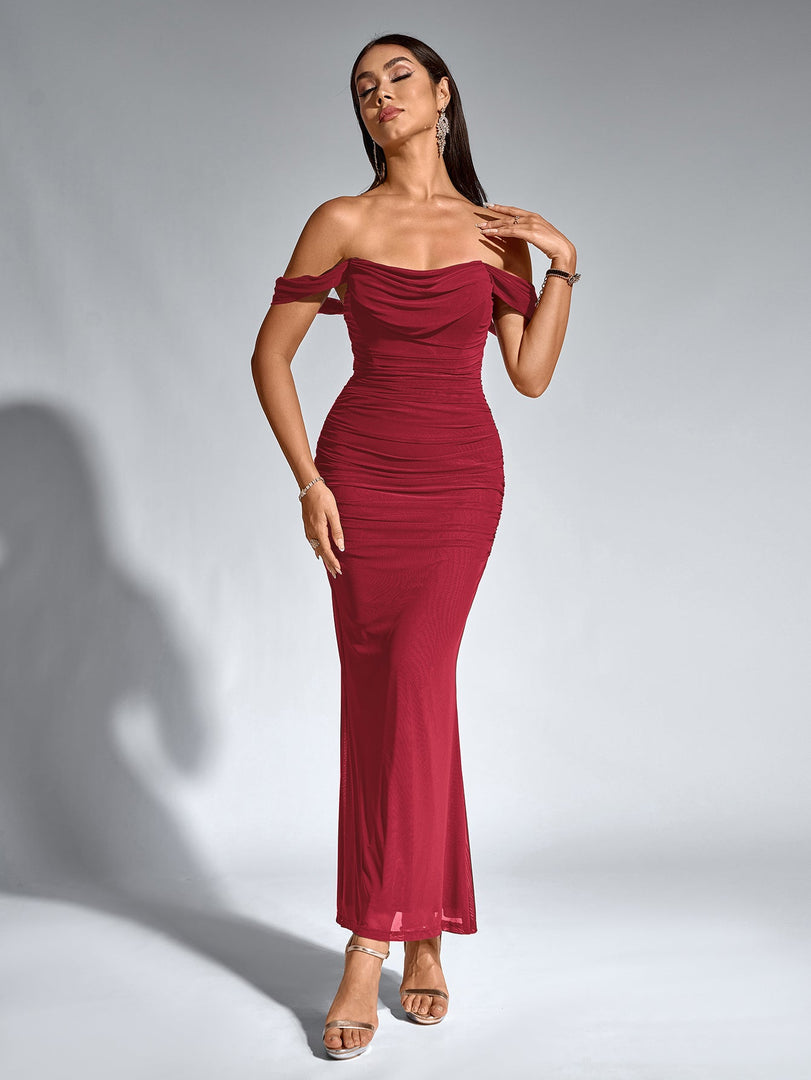 Off Shoulder Ruched Zipper Back Bodycon Dress | Homecoming Dress, Cocktail Dress