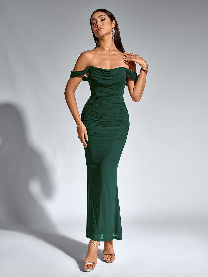 Off Shoulder Ruched Zipper Back Bodycon Dress | Homecoming Dress, Cocktail Dress