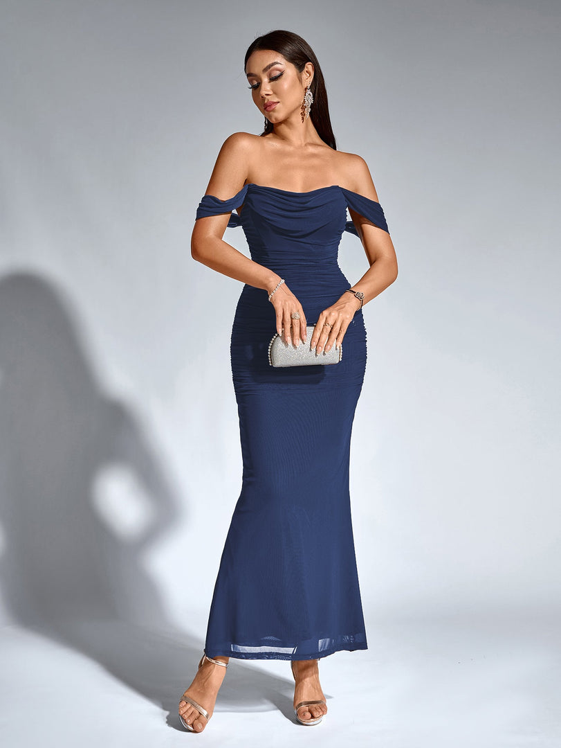 Off Shoulder Ruched Zipper Back Bodycon Dress | Homecoming Dress, Cocktail Dress