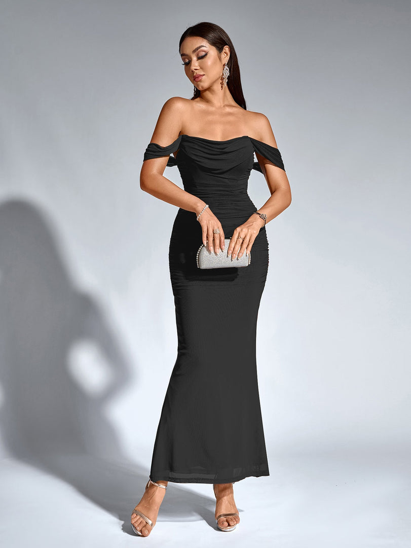 Off Shoulder Ruched Zipper Back Bodycon Dress | Homecoming Dress, Cocktail Dress