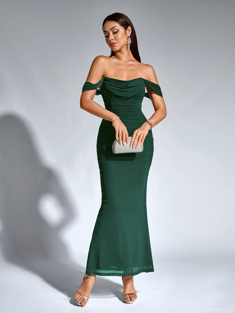 Off Shoulder Ruched Zipper Back Bodycon Dress | Homecoming Dress, Cocktail Dress