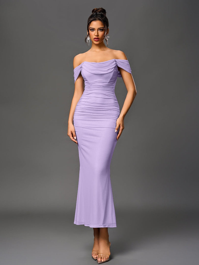 Off Shoulder Ruched Zipper Back Bodycon Dress | Homecoming Dress, Cocktail Dress