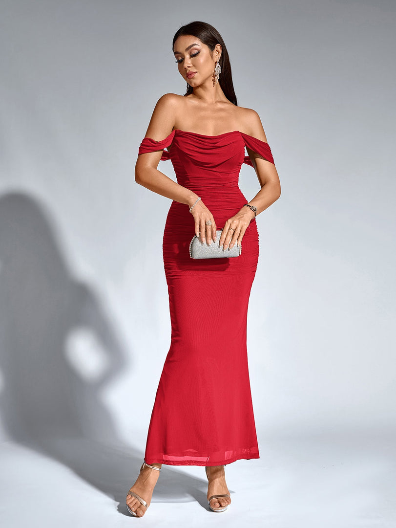 Off Shoulder Ruched Zipper Back Bodycon Dress | Homecoming Dress, Cocktail Dress