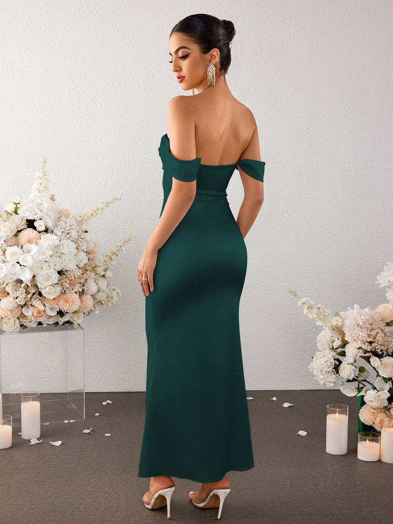 Off Shoulder Satin Backless Mermaid Dress | Prom Dress, Bridesmaid Dress