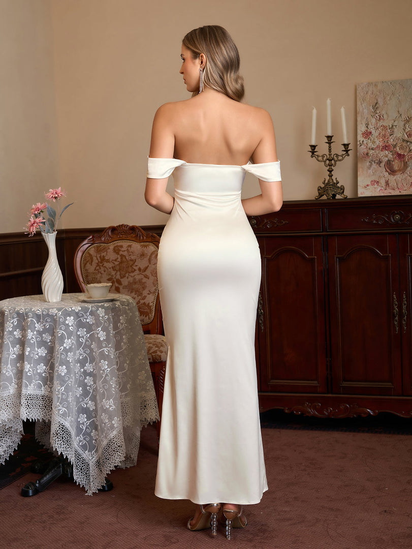 Off Shoulder Satin Backless Mermaid Dress | Prom Dress, Bridesmaid Dress