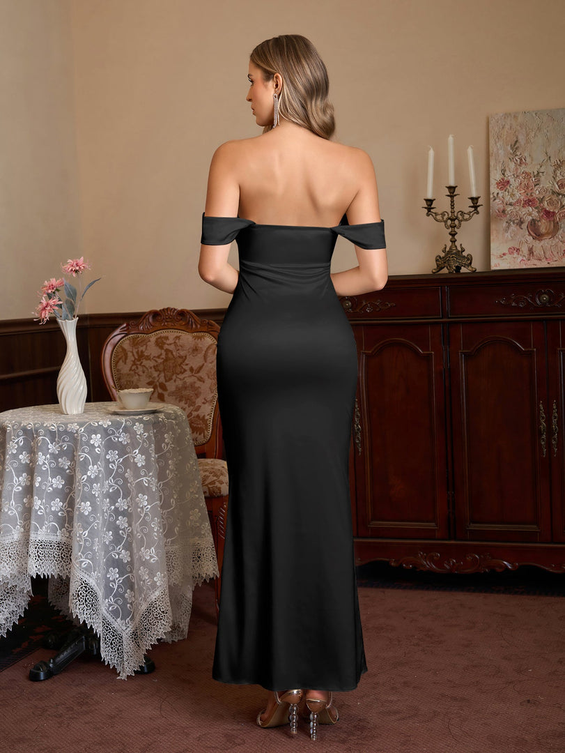 Off Shoulder Satin Backless Mermaid Dress | Prom Dress, Bridesmaid Dress