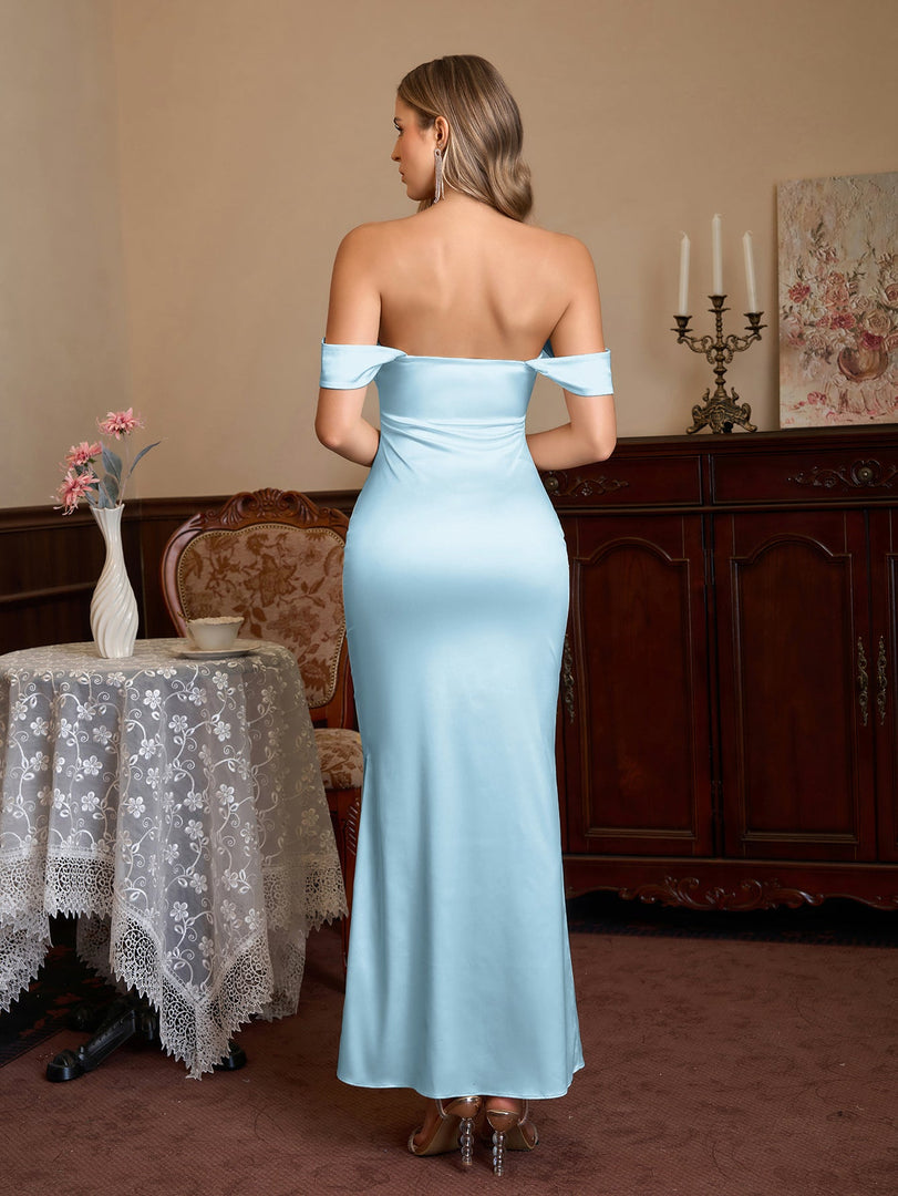 Off Shoulder Satin Backless Mermaid Dress | Prom Dress, Bridesmaid Dress