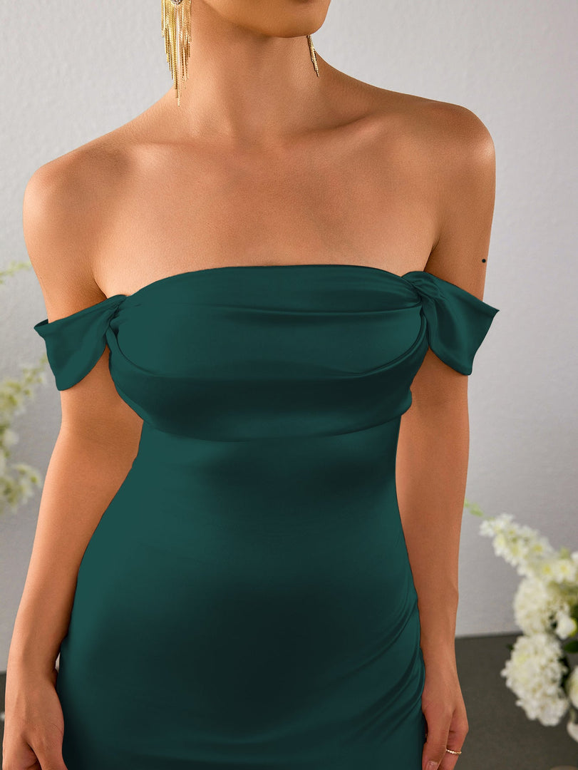 Off Shoulder Satin Backless Mermaid Dress | Prom Dress, Bridesmaid Dress