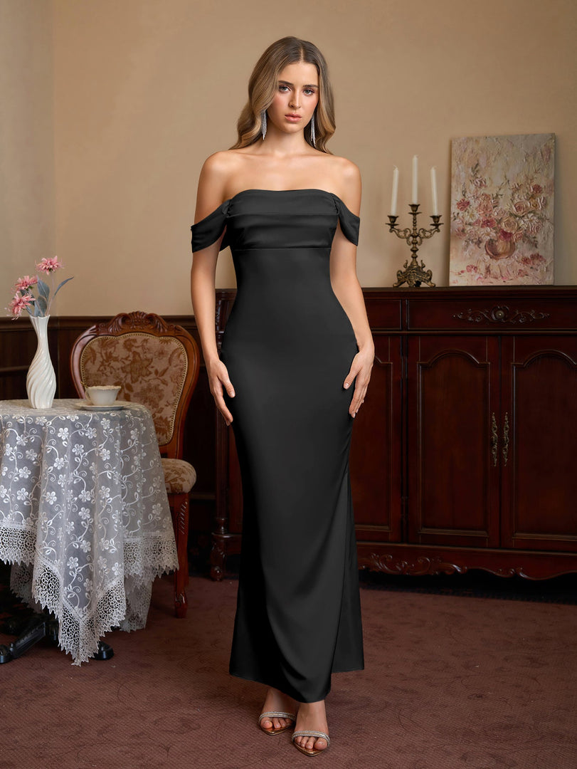 Off Shoulder Satin Backless Mermaid Dress | Prom Dress, Bridesmaid Dress