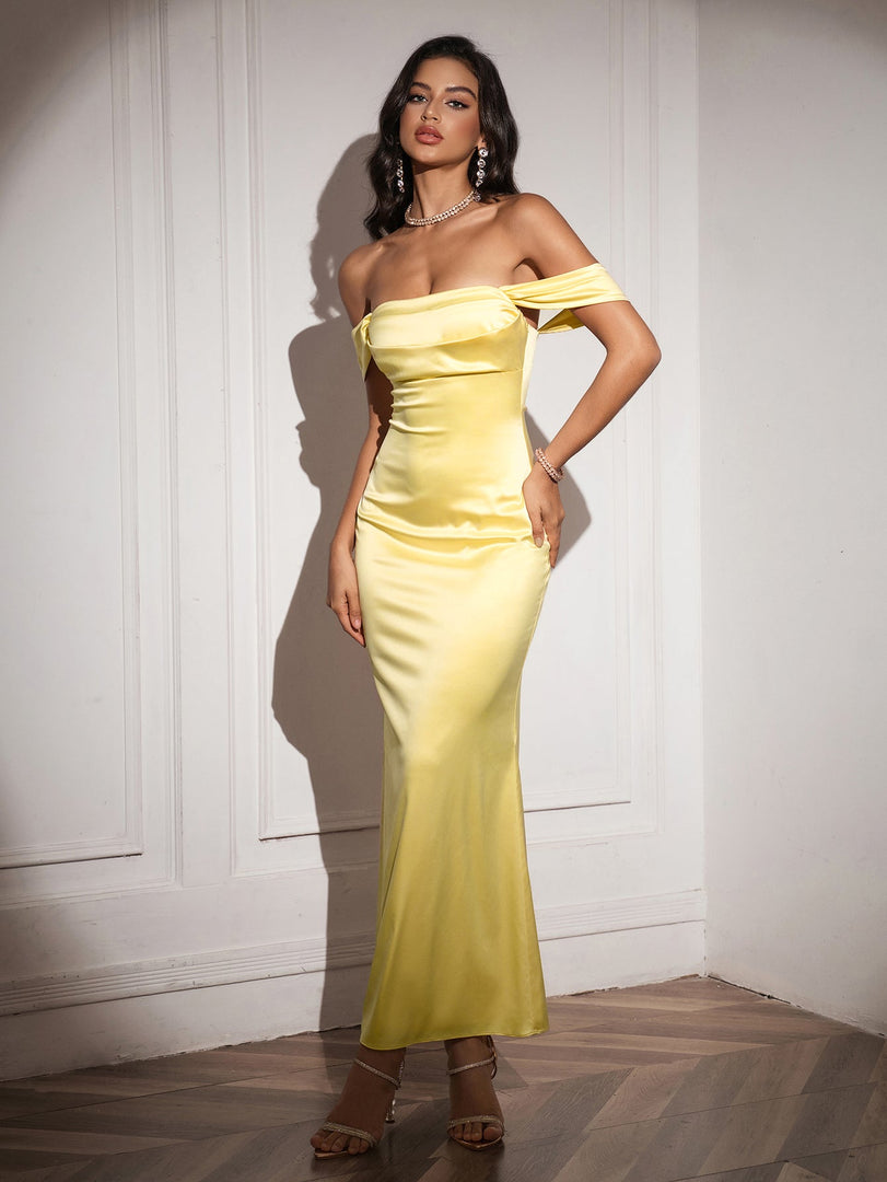 Off Shoulder Satin Backless Mermaid Dress | Prom Dress, Bridesmaid Dress