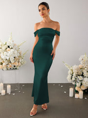 Off Shoulder Satin Backless Mermaid Dress | Formal Dress
