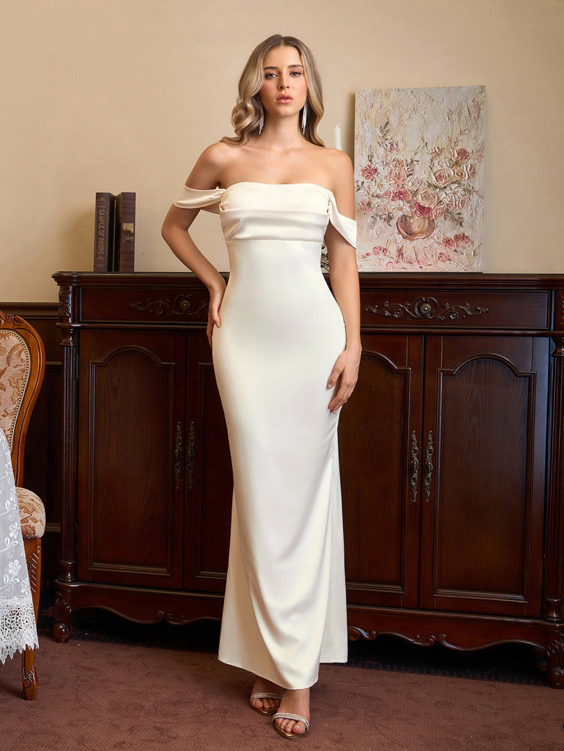 Off Shoulder Satin Backless Mermaid Dress | Prom Dress, Bridesmaid Dress