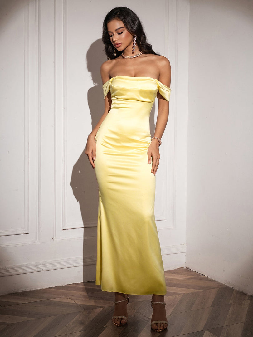 Off Shoulder Satin Backless Mermaid Dress | Prom Dress, Bridesmaid Dress