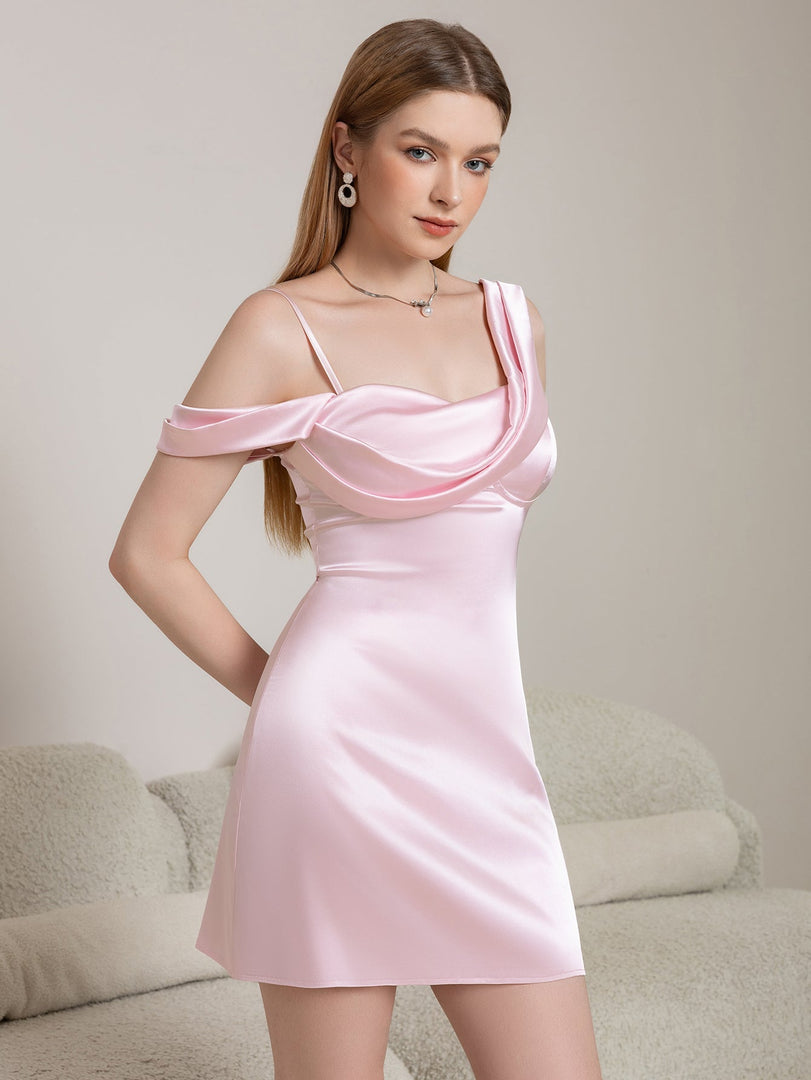 One Shoulder Backless Satin Bodycon Cami Dress | Cocktail Dress