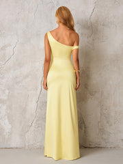 One Shoulder Backless Satin Maxi Dress | Prom Dress