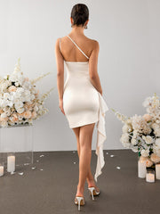One Shoulder Ruched Embellished Bodycon Dress | Formal Dress